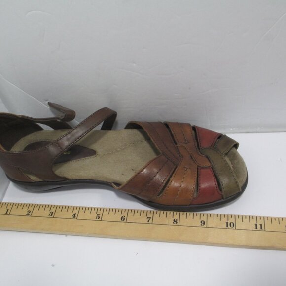 Thom McAn Womens Brown Leather Sandals Size 8W Closed Heel - Picture 10 of 11